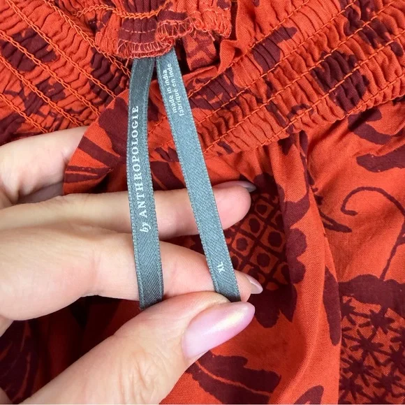 Anthropologie Two-Piece Set Beaded Bandeau Tie Front Top & Smocked Mini Skirt XL - Picture 6 of 11